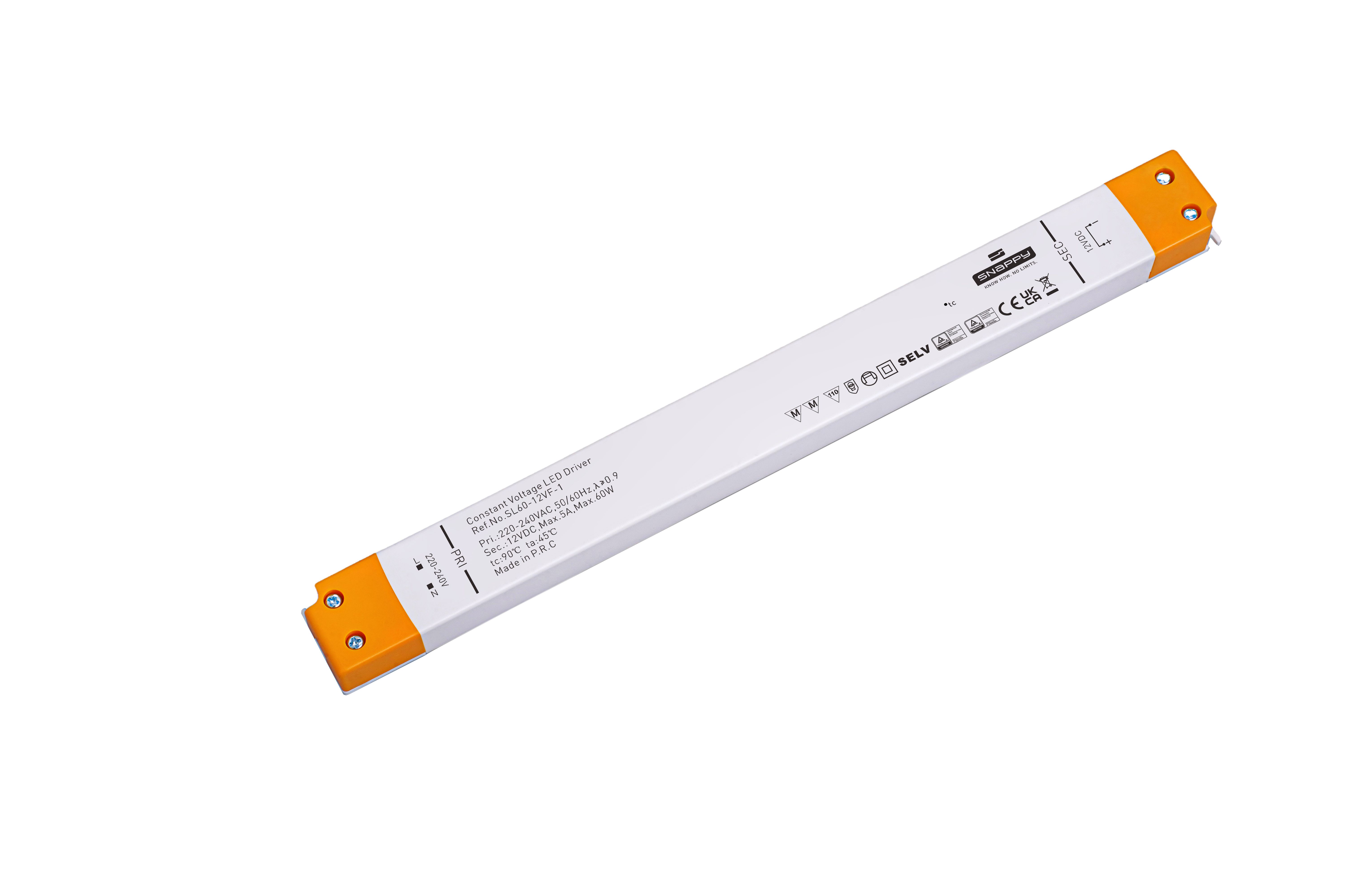 Snappy SL60-24VF-1 – Slim LED Netzteil 24V DC, 60W, Konstantspannung, IP20, PFC ≥ 0,9, TÜV/SELV